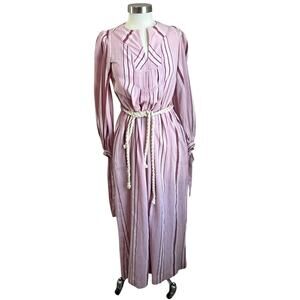 70s Vintage Young Edwardian by Arpeja Cotton Gauze Maxi Rope Belted Dress Size 5